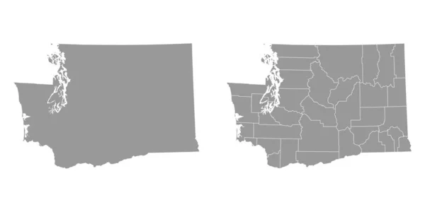 Washington eyaletinin gri haritaları. Vektör illüstrasyonu.