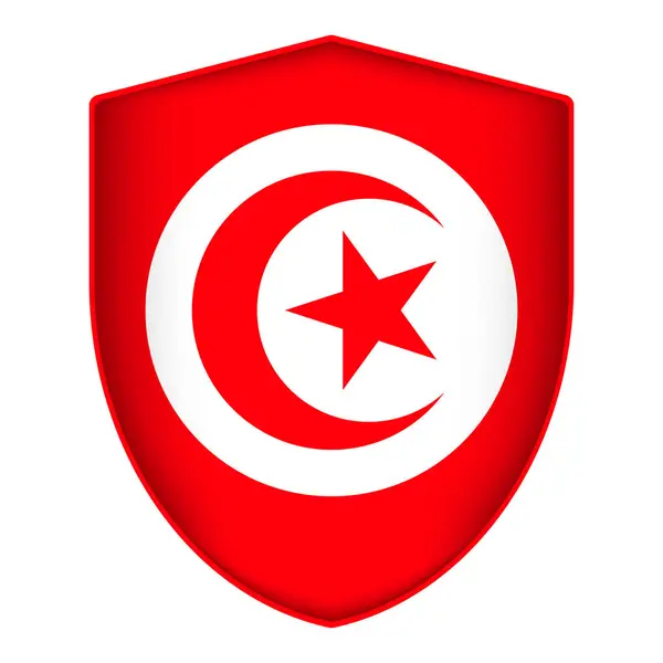 Флаг Туниса Форме Щита Векторная Иллюстрация — стоковый вектор