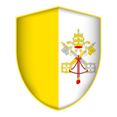 Vatikan bayrağı kalkan şeklinde. Vektör illüstrasyonu.