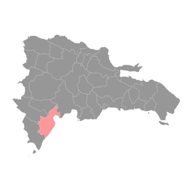 Barahona eyalet haritası, Dominik Cumhuriyeti idari bölümü. Vektör illüstrasyonu.