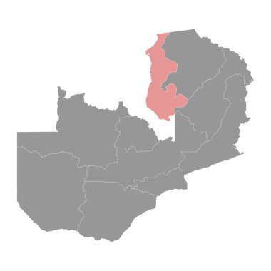 Luapula eyalet haritası, Zambiya idari bölümü. Vektör illüstrasyonu.