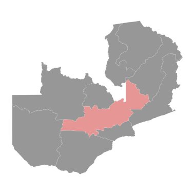 Merkez eyalet haritası, Zambiya idari bölümü. Vektör illüstrasyonu.