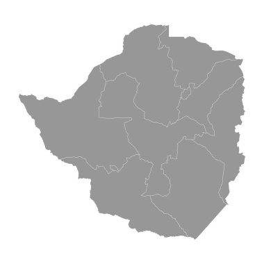 İdari bölümleri olan Zimbabwe haritası. Vektör illüstrasyonu.