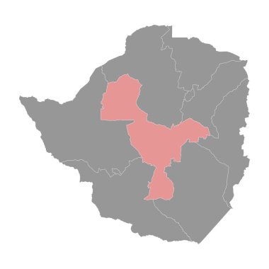 Midlands eyalet haritası, Zimbabwe idari bölümü. Vektör illüstrasyonu.