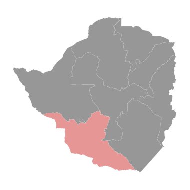 Matabeleland Güney Bölgesi haritası, Zimbabwe 'nin idari bölümü. Vektör illüstrasyonu.