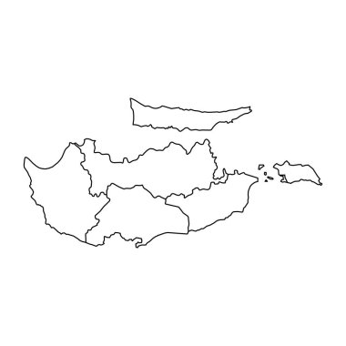 İdari bölümleri olan Kıbrıs Cumhuriyeti haritası. Vektör illüstrasyonu.