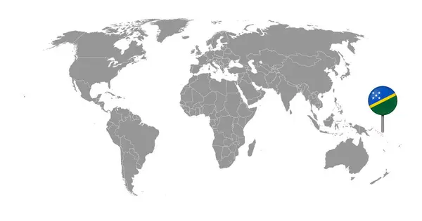 Pin Map Solomon Islands Flag World Map Векторная Иллюстрация — стоковый вектор