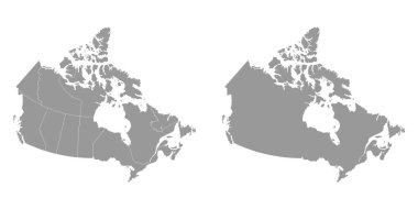 Taşralı Kanada gri haritası. Vektör illüstrasyonu.