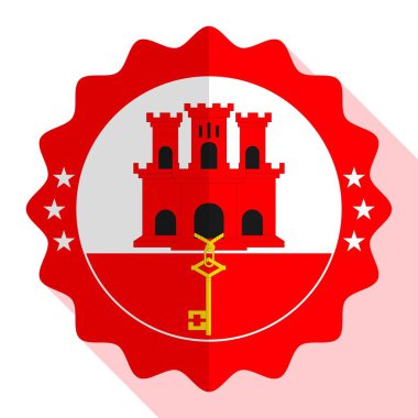 Cebelitarık kalite amblemi, etiket, işaret, düğme. Vektör illüstrasyonu.