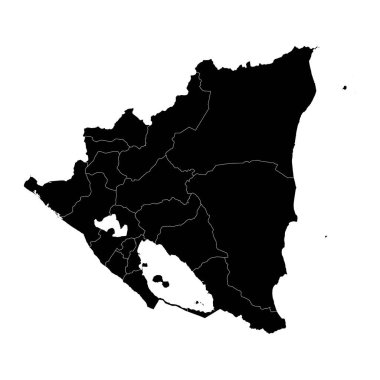 İdari bölümleri olan Nikaragua haritası. Vektör illüstrasyonu.