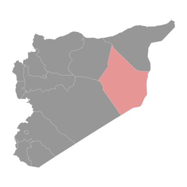 Deir ez Zor Valiliği haritası, Suriye idari bölümü. Vektör illüstrasyonu.