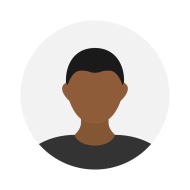Empty face icon avatar with black hair. Vector illustration.