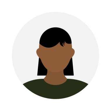 Empty face icon avatar with long black hair. Vector illustration.