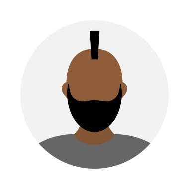 Iroquois ve sakallı boş yüz ikonu avatarı. Vektör illüstrasyonu.