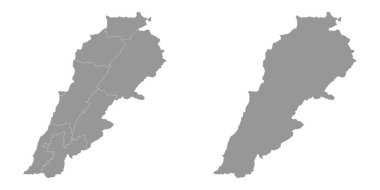 Lübnan haritasında idari bölümler var. Vektör illüstrasyonu.