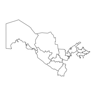 İdari bölümleri olan Özbekistan haritası. Vektör illüstrasyonu.