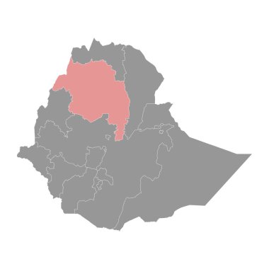Amhara Bölgesi haritası, Etiyopya 'nın idari bölümü. Vektör illüstrasyonu.