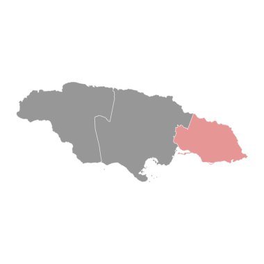 Surrey County haritası, Jamaika idari bölümü. Vektör illüstrasyonu.