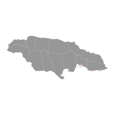Kingston Parish haritası, Jamaika idari bölümü. Vektör illüstrasyonu.