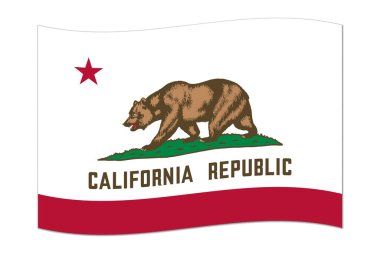 Waving flag of the California state. Vector illustration.