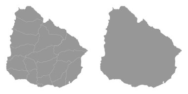 İdari bölümleri olan Uruguay haritası. Vektör illüstrasyonu.