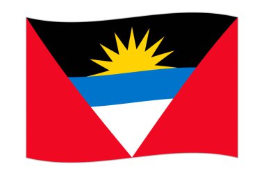 Waving flag of the country Antigua and Barbuda. Vector illustration.