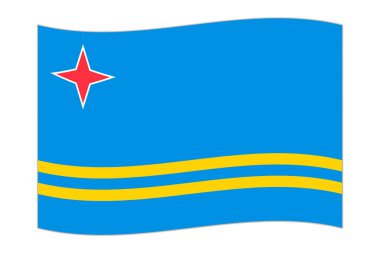 Waving flag of the country Aruba. Vector illustration.