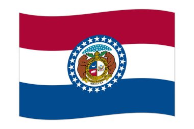 Waving flag of the Missouri state. Vector illustration.
