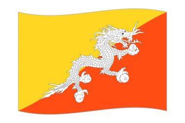 Waving flag of the country Bhutan. Vector illustration. clipart
