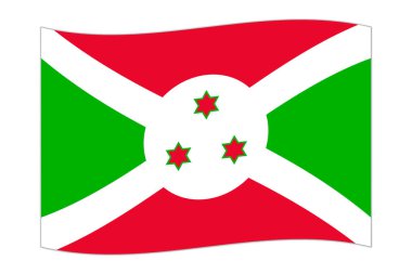 Waving flag of the country Burundi. Vector illustration.