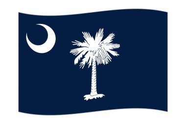 Waving flag of the South Carolina state. Vector illustration.