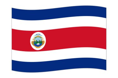 Waving flag of the country Costa Rica. Vector illustration.