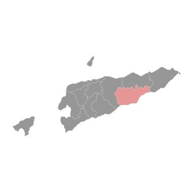 Viqueque Belediyesi haritası, Doğu Timor idari bölümü. Vektör illüstrasyonu.