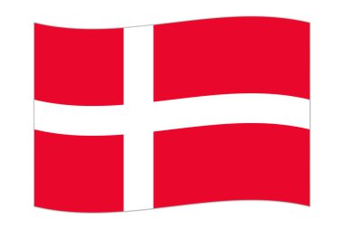 Waving flag of the country Denmark. Vector illustration.