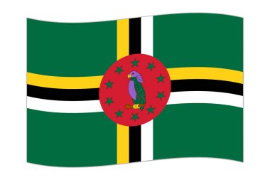 Waving flag of the country Dominica. Vector illustration.