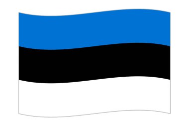 Waving flag of the country Estonia. Vector illustration.