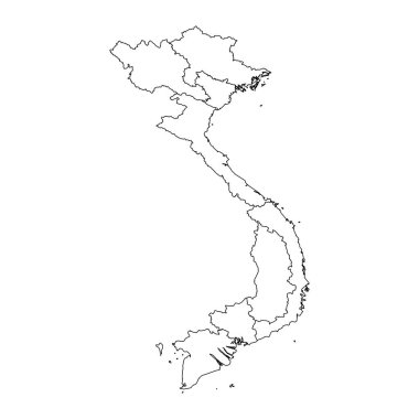 Bölgeli Vietnam haritası. Vektör illüstrasyonu.