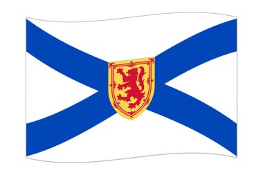 Kanada 'da Nova Scotia bayrağı sallıyor. Vektör illüstrasyonu.