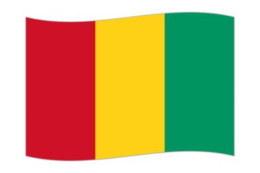 Waving flag of the country Guinea. Vector illustration.