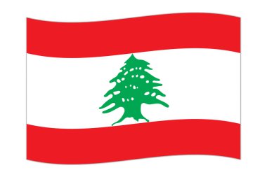 Waving flag of the country Lebanon. Vector illustration.