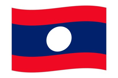 Waving flag of the country Laos. Vector illustration.