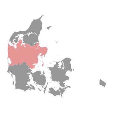 Danimarka Merkez Bölgesi haritası, Danimarka idari bölümü. Vektör illüstrasyonu.
