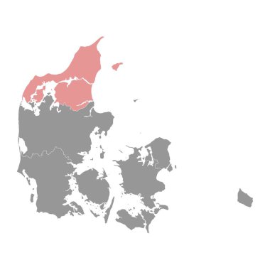Kuzey Jutland Bölgesi haritası, Danimarka idari bölümü. Vektör illüstrasyonu.