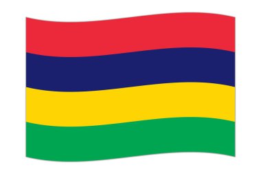 Waving flag of the country Mauritius. Vector illustration.