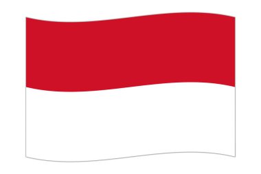 Waving flag of the country Monaco. Vector illustration.