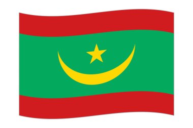 Waving flag of the country Mauritania. Vector illustration.