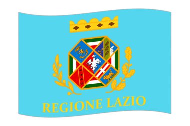 Lazio bölgesinin bayrağı sallanıyor, İtalya 'nın idari bölümü. Vektör illüstrasyonu.