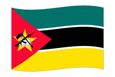 Waving flag of the country Mozambique. Vector illustration.