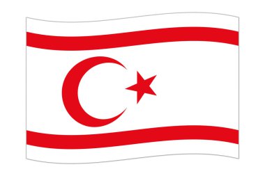 Waving flag of the country Northern Cyprus. Vector illustration.