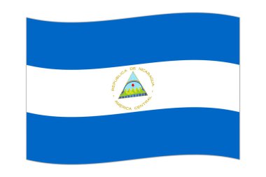 Waving flag of the country Nicaragua. Vector illustration.